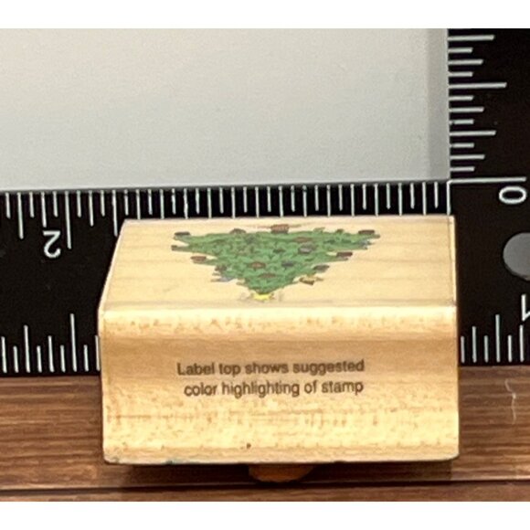 Vintage Hero Arts C161 Small Christmas Tree Rubber Stamp 1990 WOOD MOUNTED - Picture 3 of 6